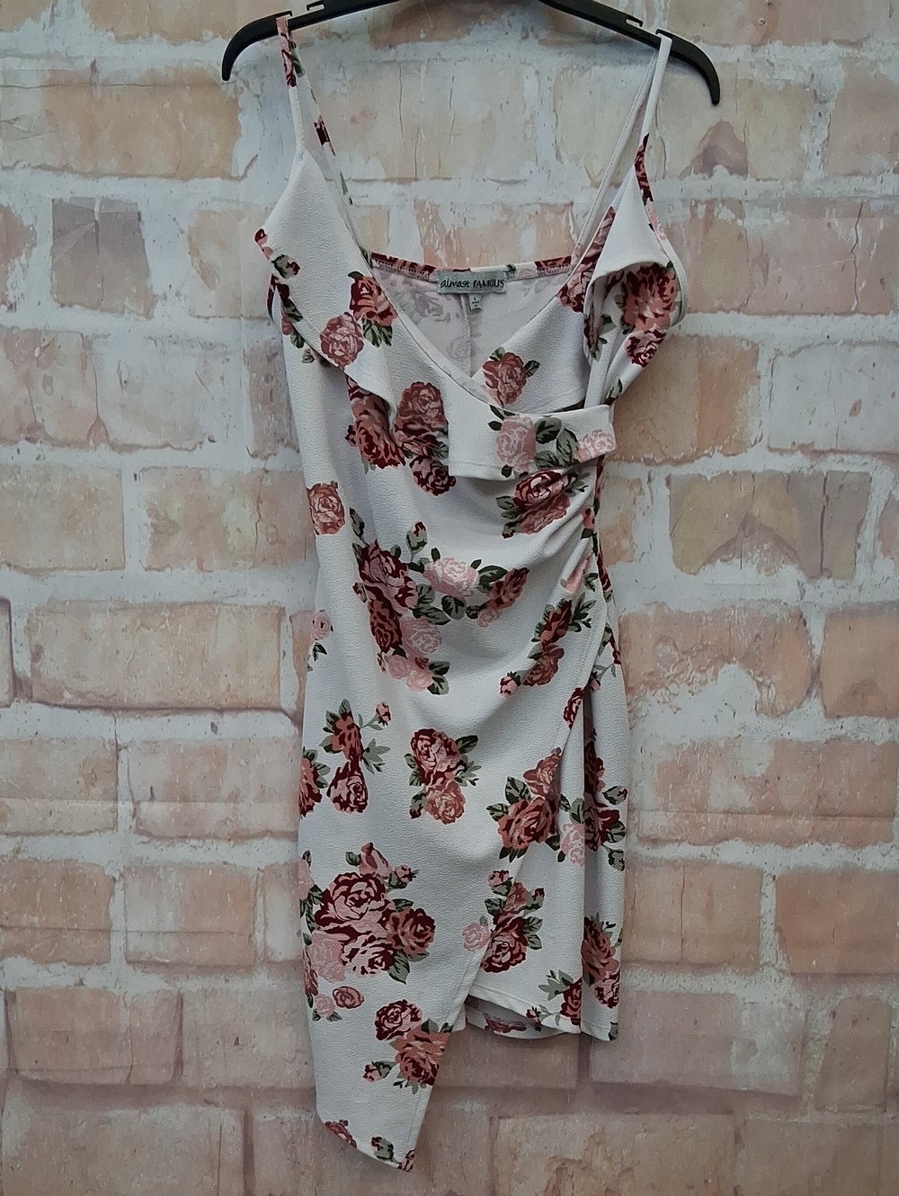 Almost Famous White Slip Dress with Rose Print